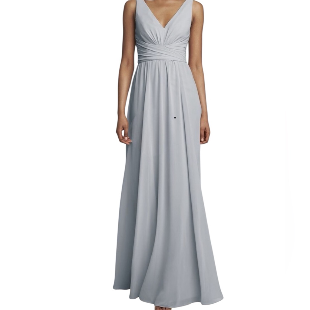 Amsale Light Blue Chiffon Bridesmaid Dress